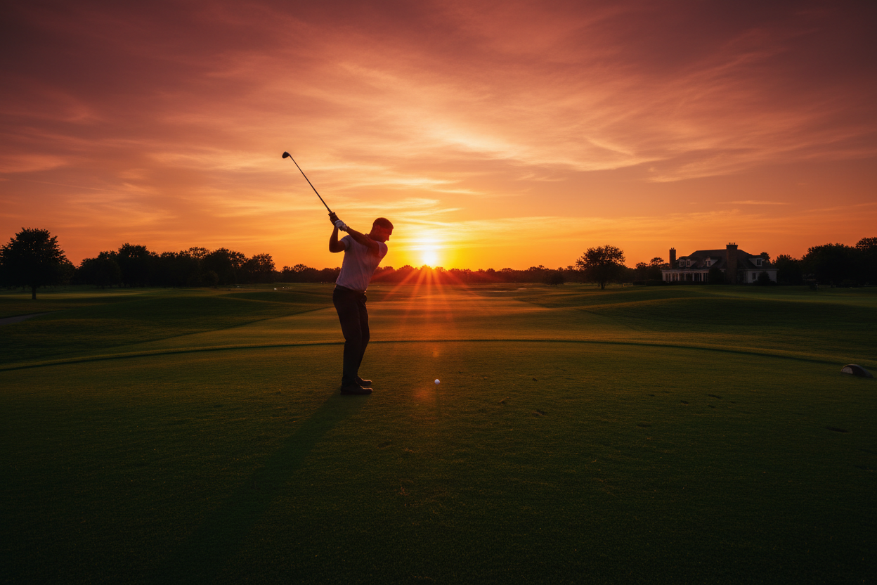Golfer at Sunset